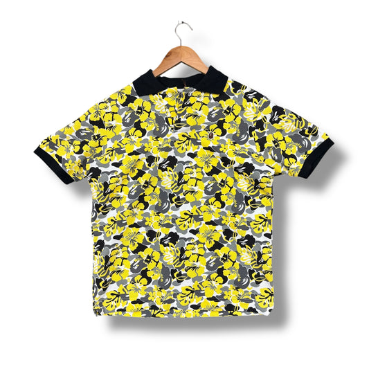 a bathing ape polo shirt, floral, relaxed small, new