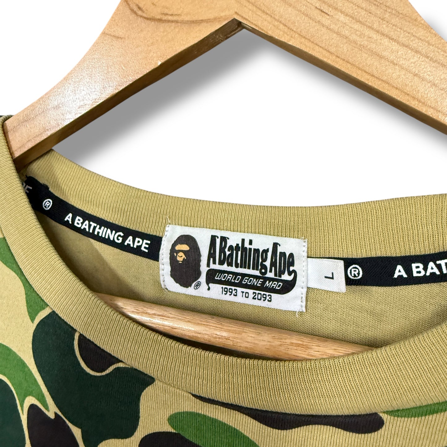 A bathing ape T-shirt, large, green shark