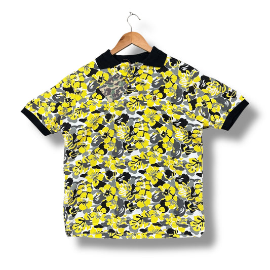 a bathing ape polo shirt, floral, relaxed small, new