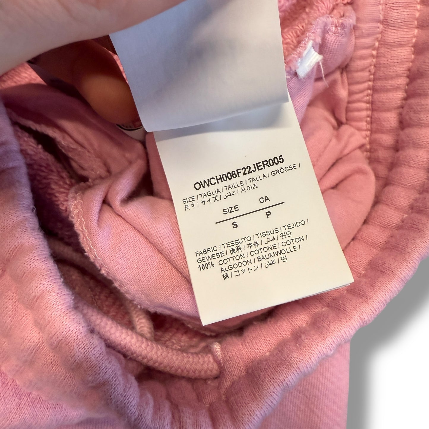 Off-white jogger, small relaxed, pink