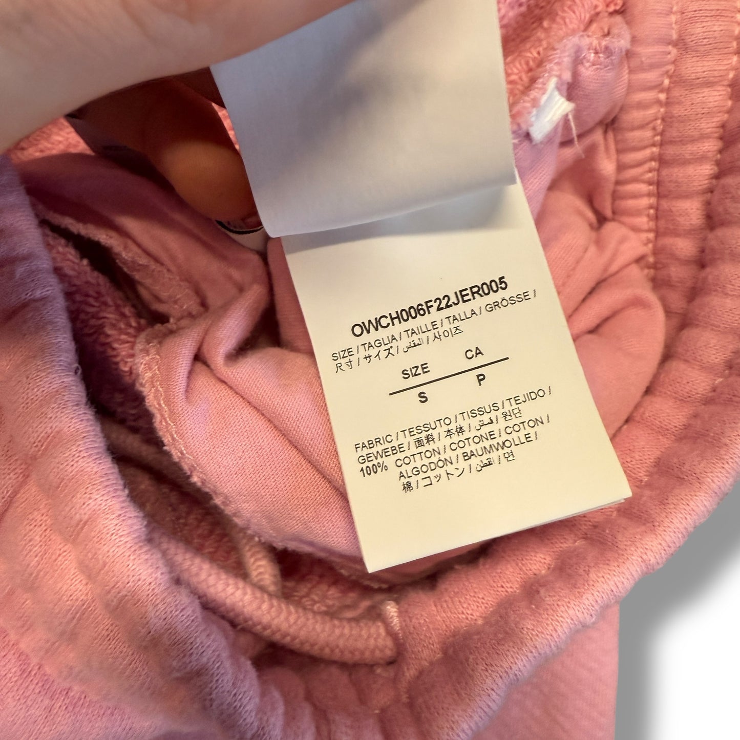 Off-white jogger, small relaxed, pink