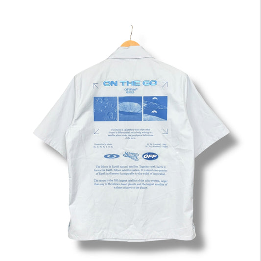 Off-White short sleeve shirt, oversized small, blue