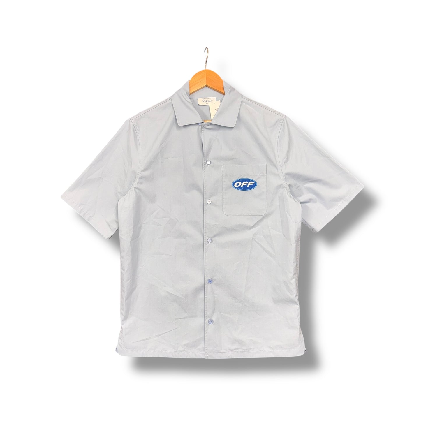 Off-White short sleeve shirt, oversized small, blue