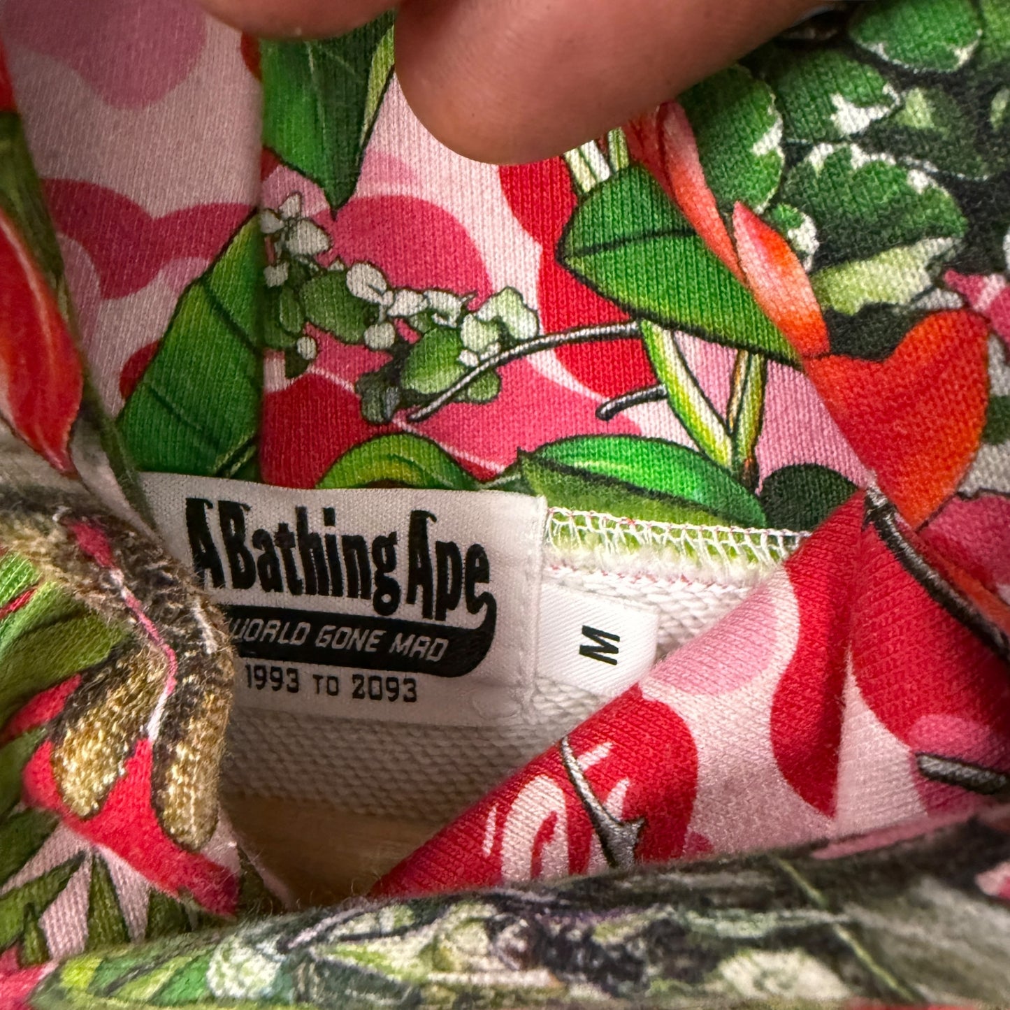 A bathing ape hoodie, pink & multi, medium relaxed