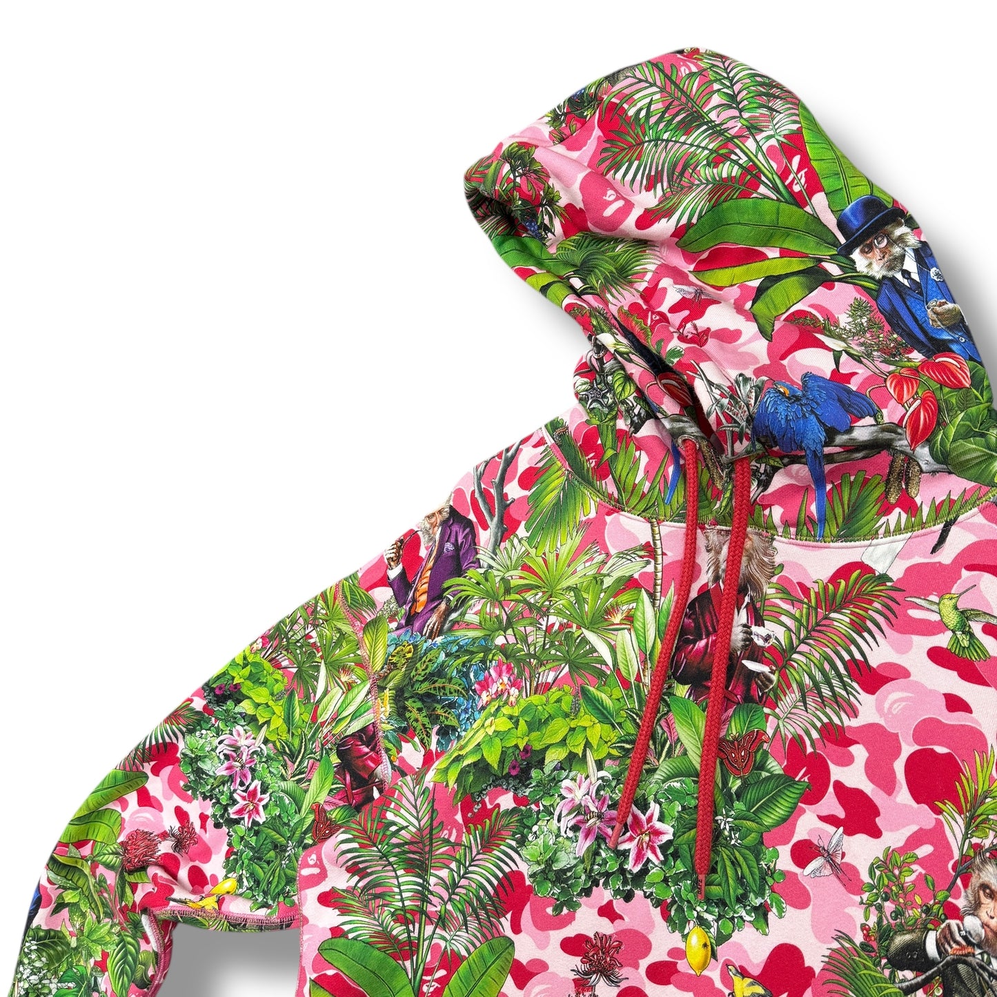 A bathing ape hoodie, pink & multi, medium relaxed