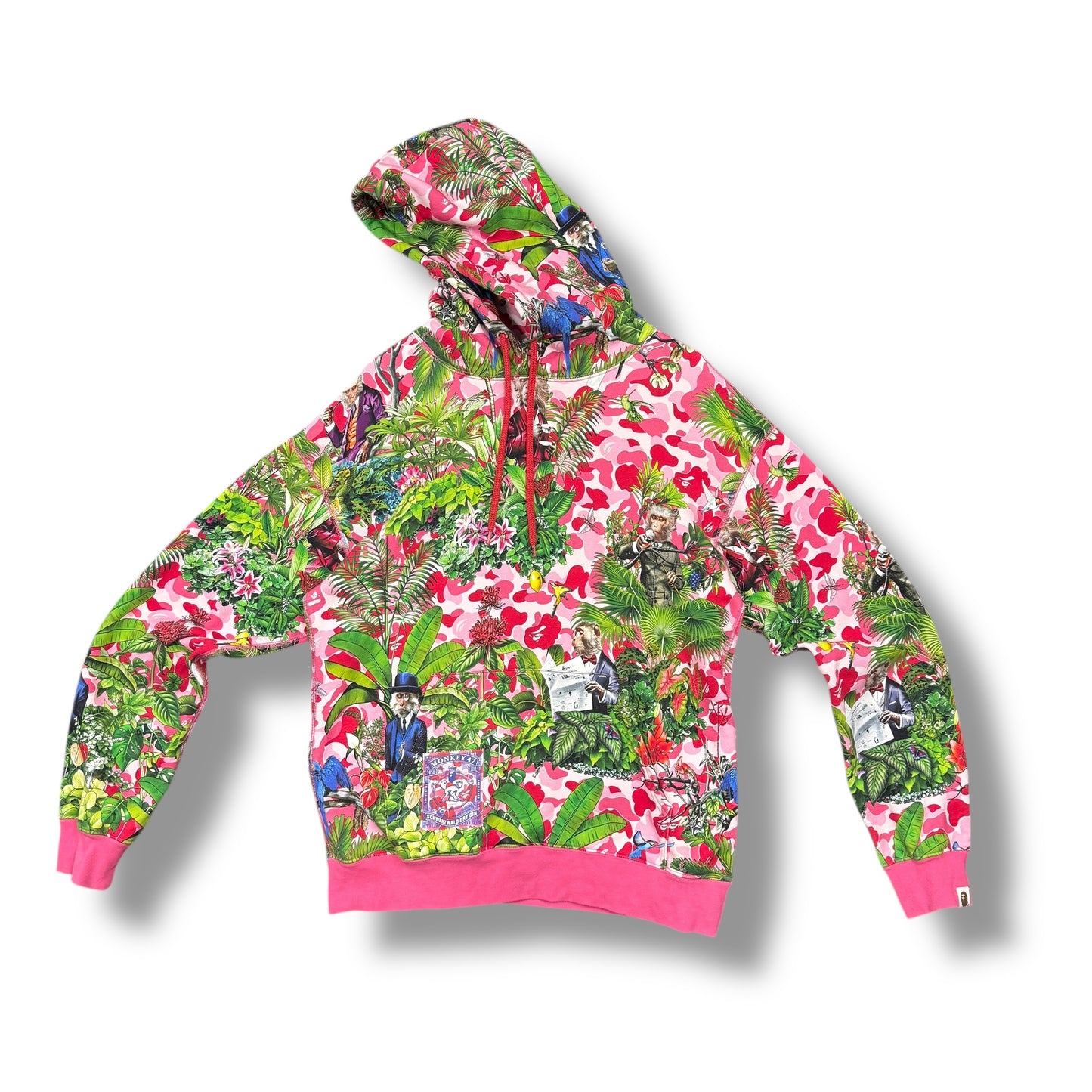 A bathing ape hoodie, pink & multi, medium relaxed