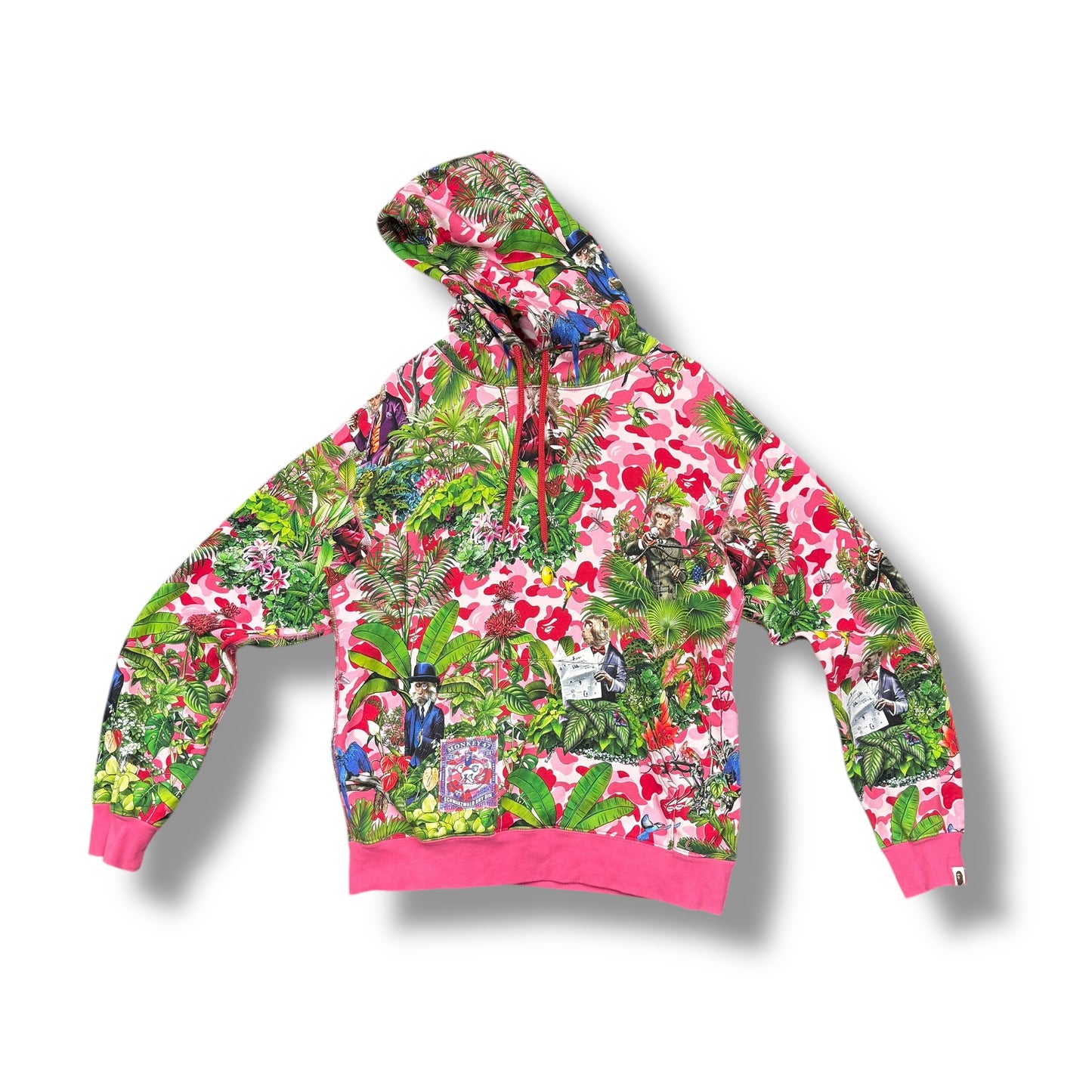 A bathing ape hoodie, pink & multi, medium relaxed