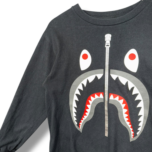 A bathing ape long sleeve T, black, shark face, small
