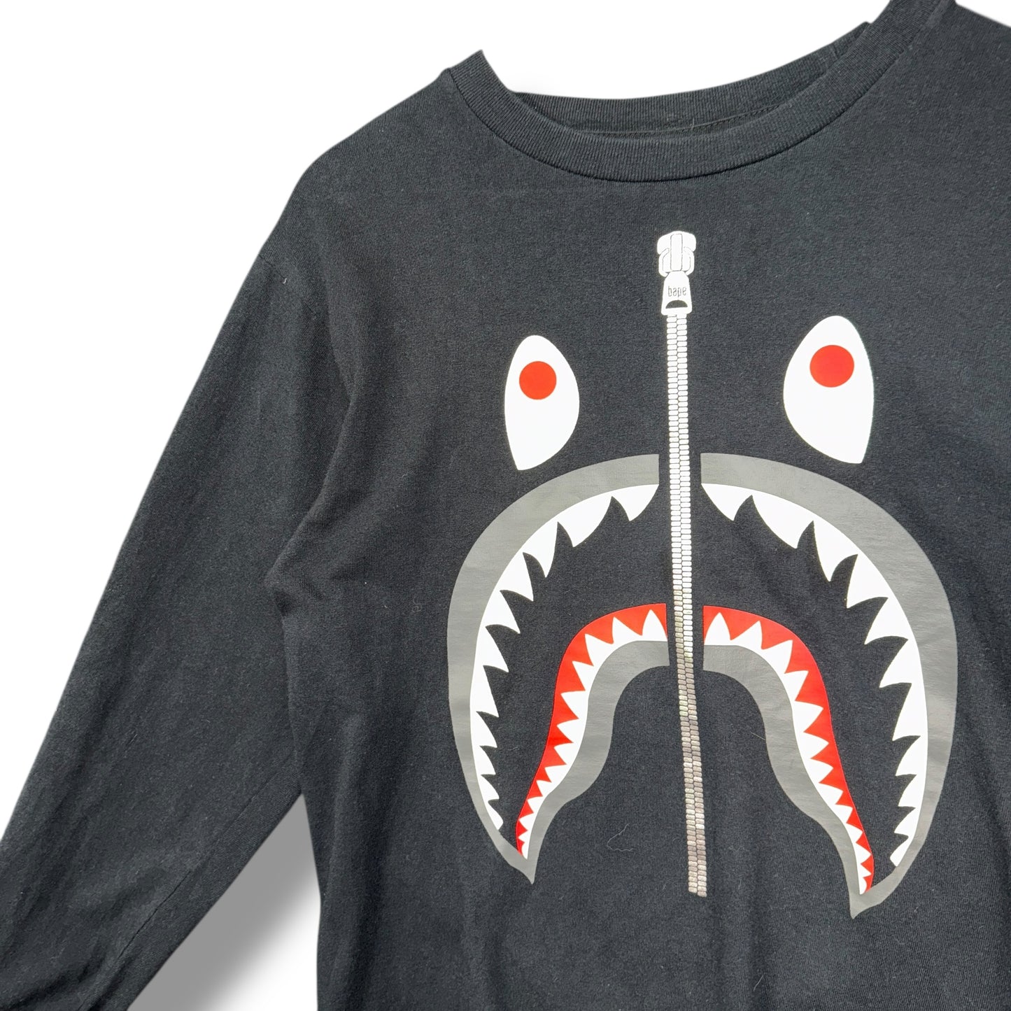 A bathing ape long sleeve T, black, shark face, small