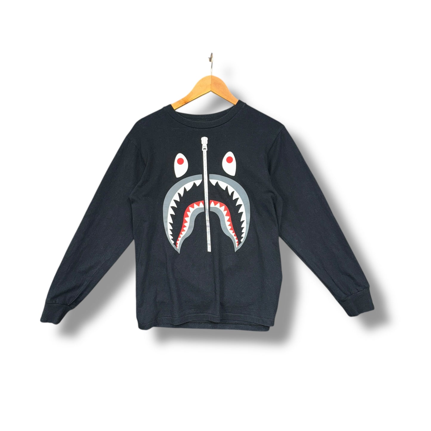 A bathing ape long sleeve T, black, shark face, small