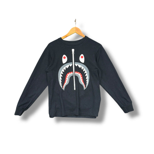 A bathing ape long sleeve T, black, shark face, small