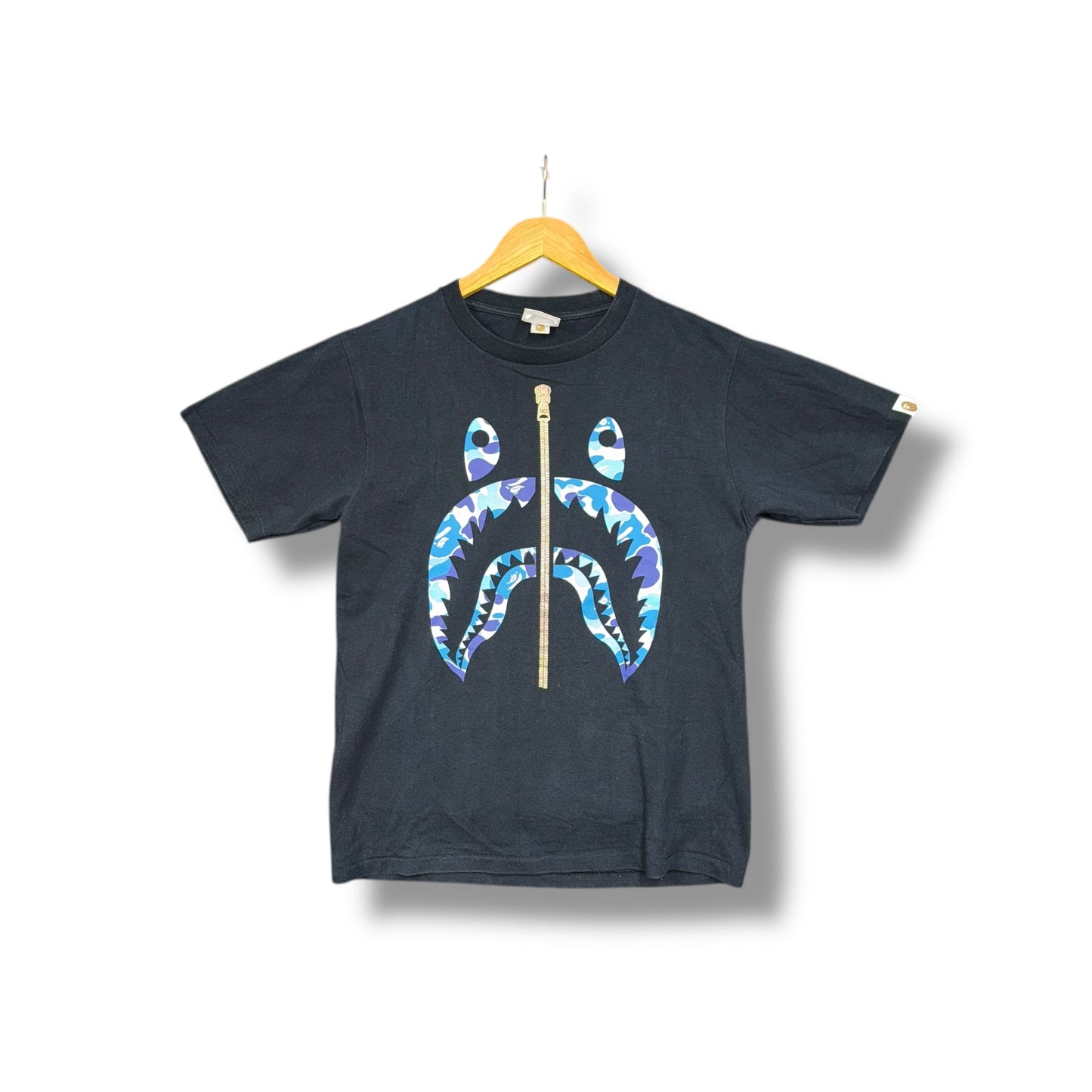 A bathing ape shark T-shirt, small, black & blue