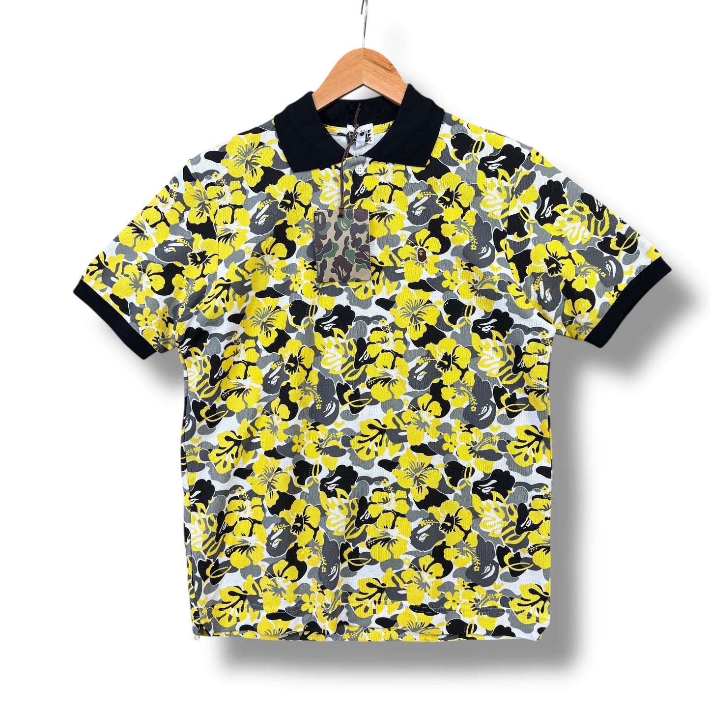 a bathing ape polo shirt, multi floral, small relaxed, new