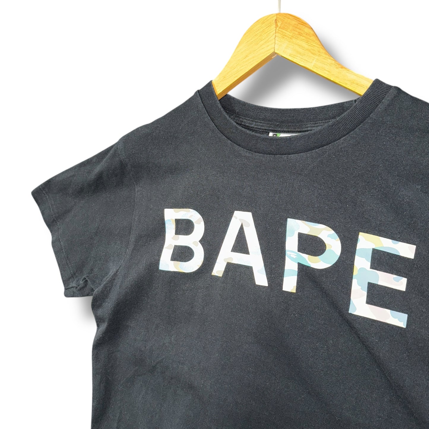 A bathing ape logo T-shirt, small, black & multi