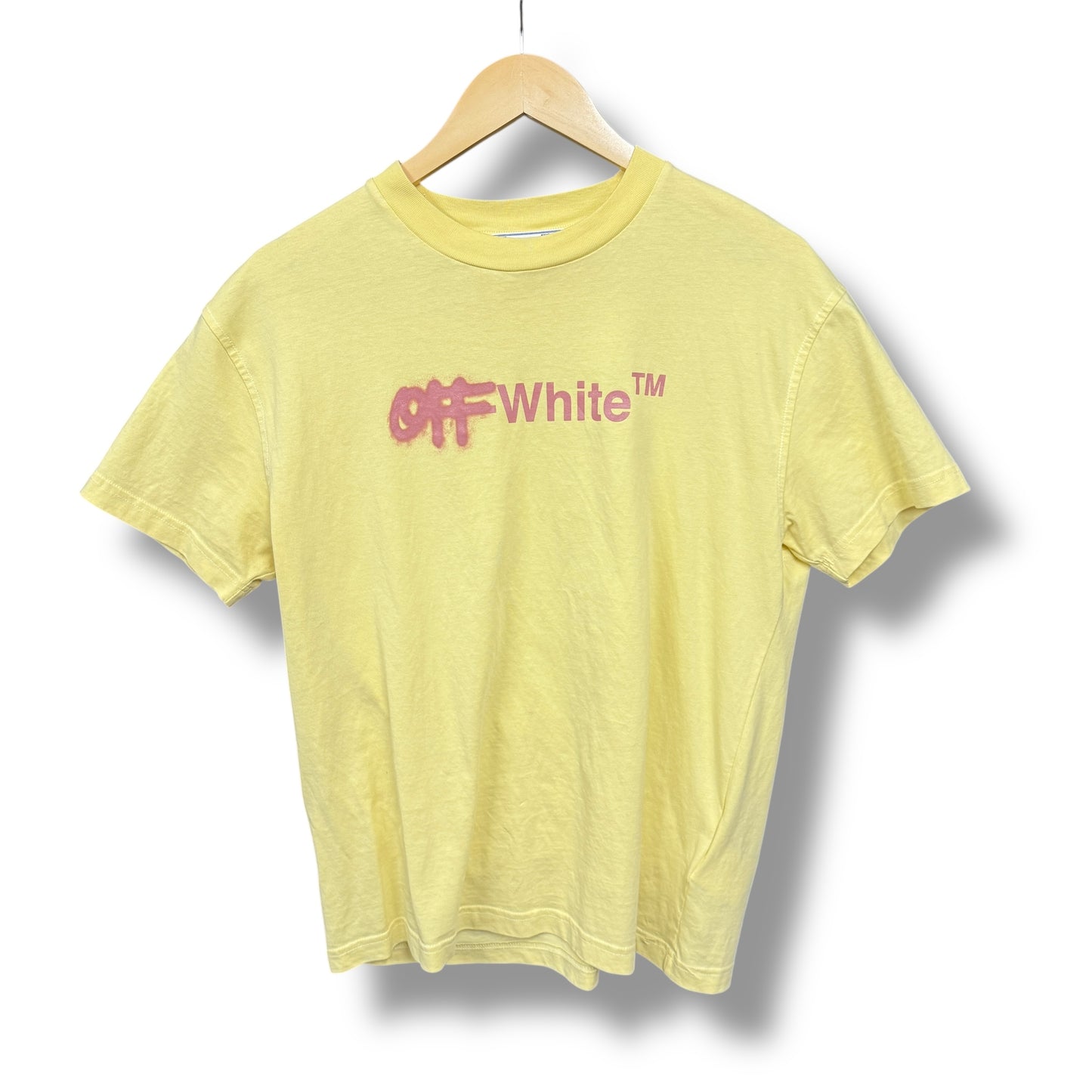 Off-white 'logo' t-shirt, small oversized, yellow