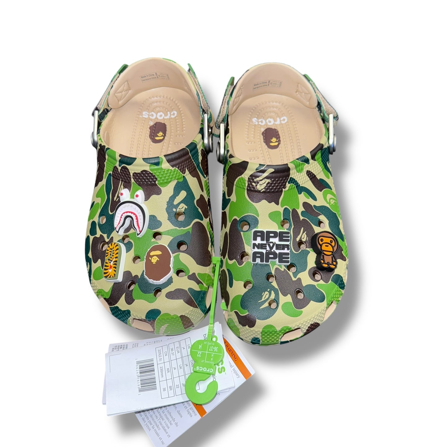 A bathing ape x CROCS BNWT, 4UK green camo