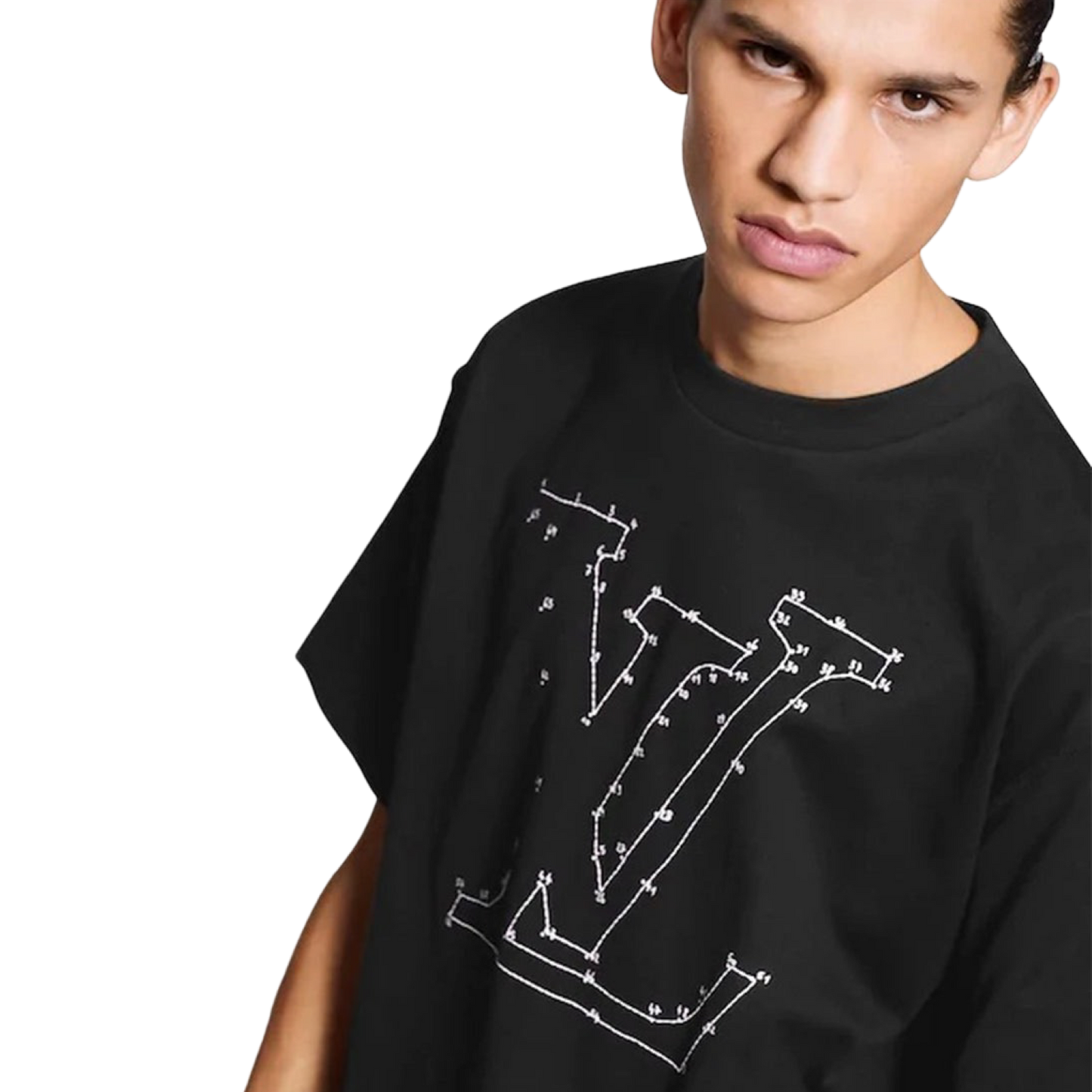 Louis Vuitton Black Stitch Print and Embroidered T-shirt