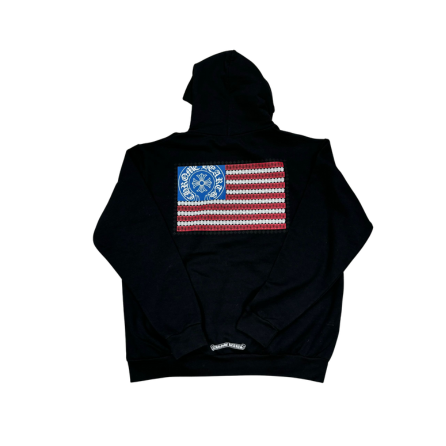 Chrome Hearts Black Horseshoe & American Flag Hoodie