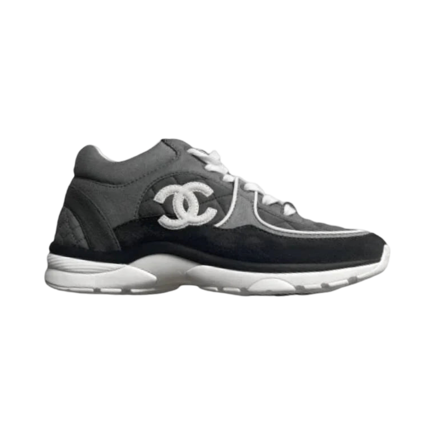 Chanel Runners CC Logo Fabric Suede Low-Top Sneakers Dark Grey