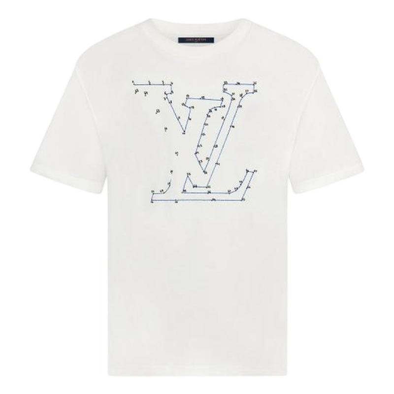 Louis Vuitton White Stitch Print and Embroidered T-Shirt