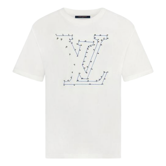 Louis Vuitton White Stitch Print and Embroidered T-Shirt