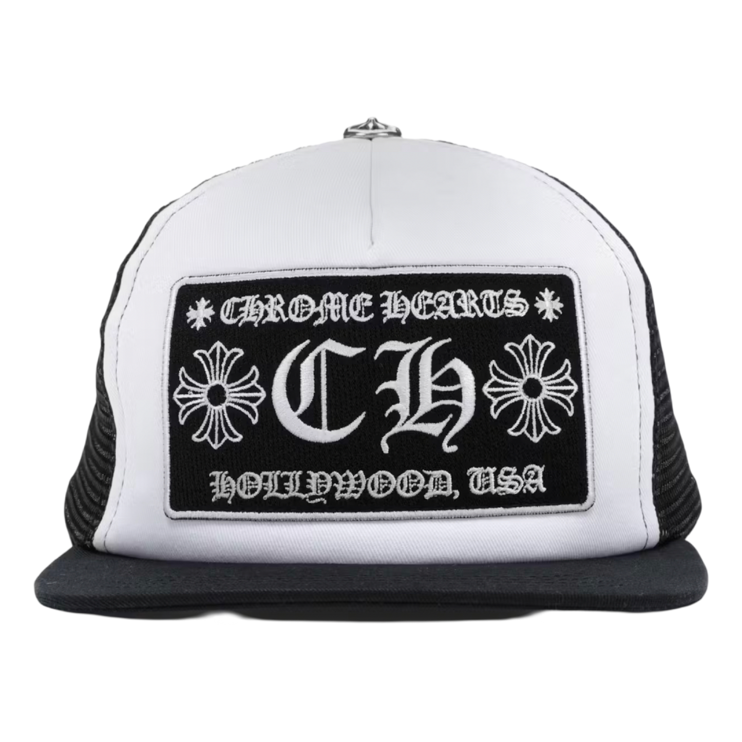 Chrome Hearts CH Hollywood Trucker Hat White/Black