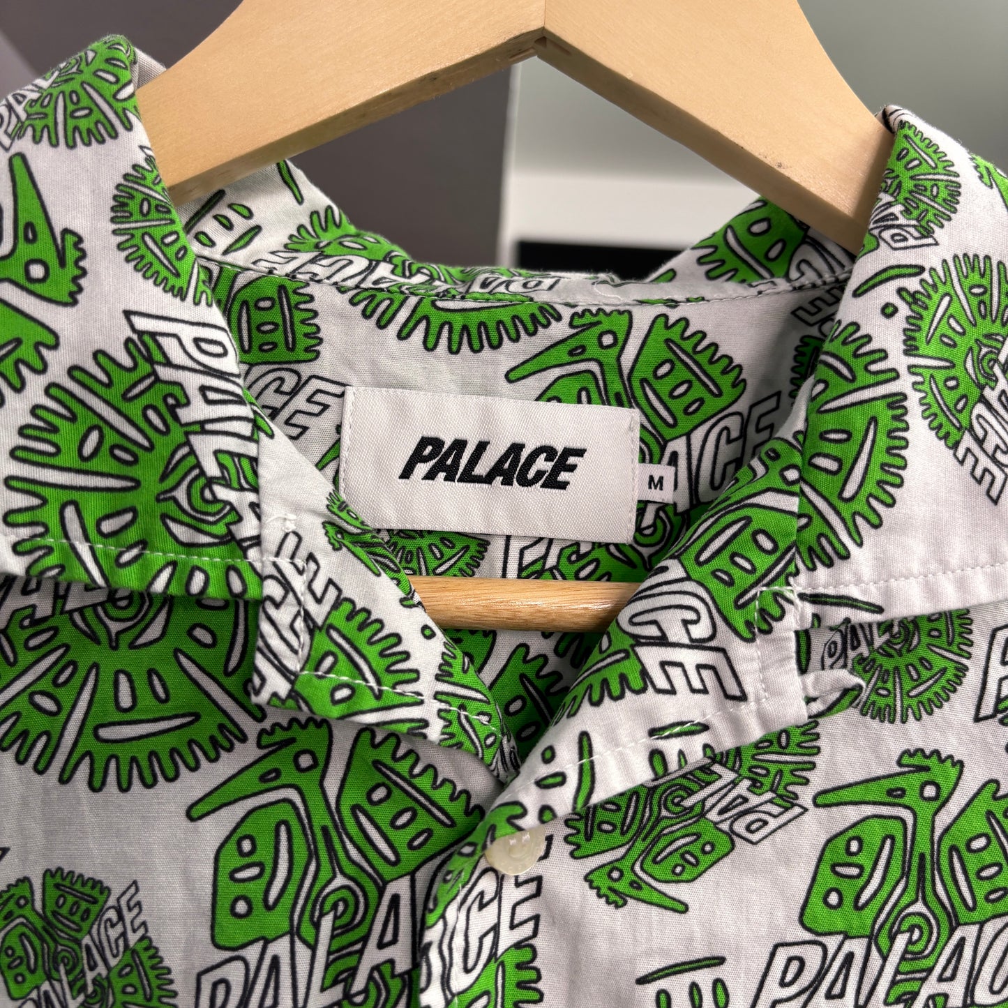 palace shirt, green floral, medium, relaxed