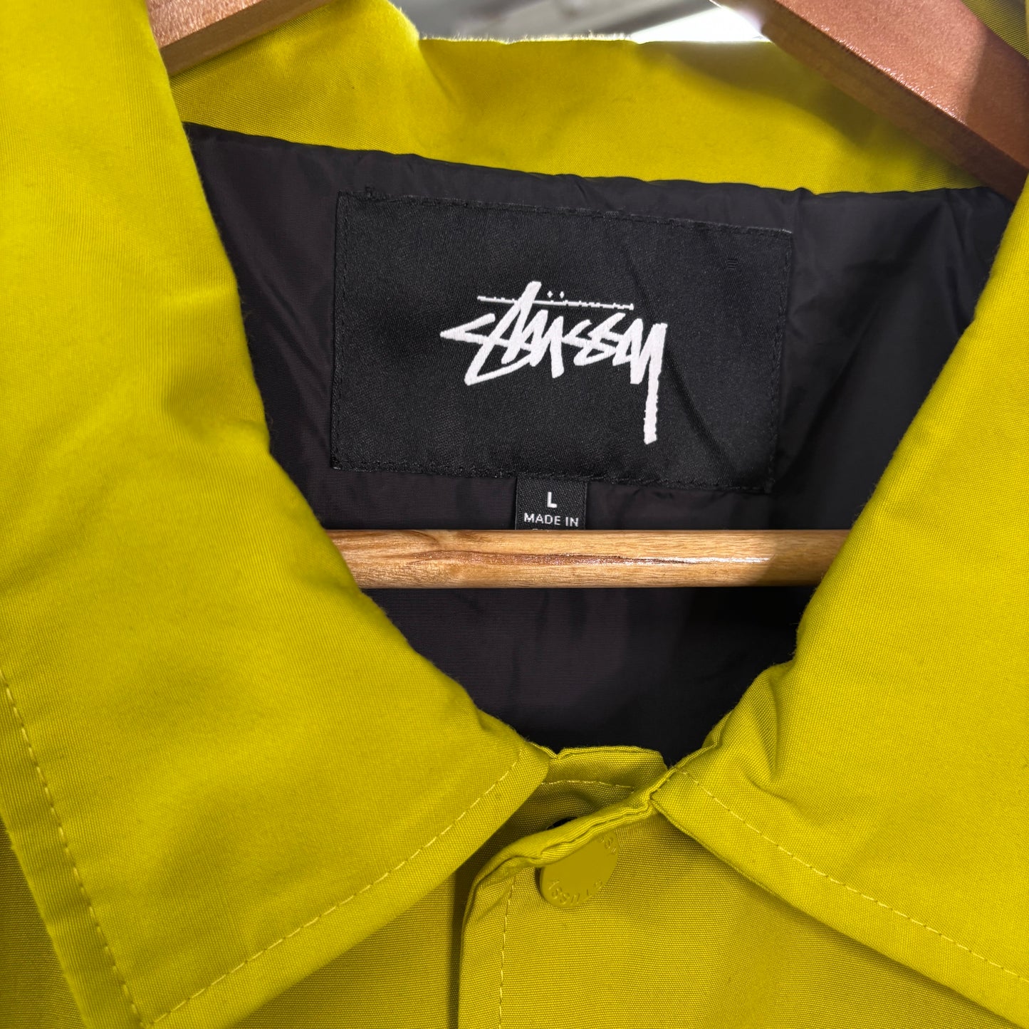 stussy overshirt, green, large, relaxed