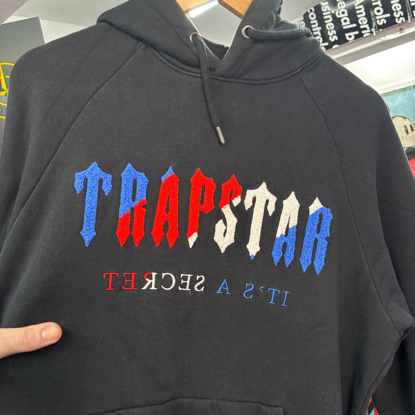 TrapStar hoodie, medium, chenille, black /red /blue/ white