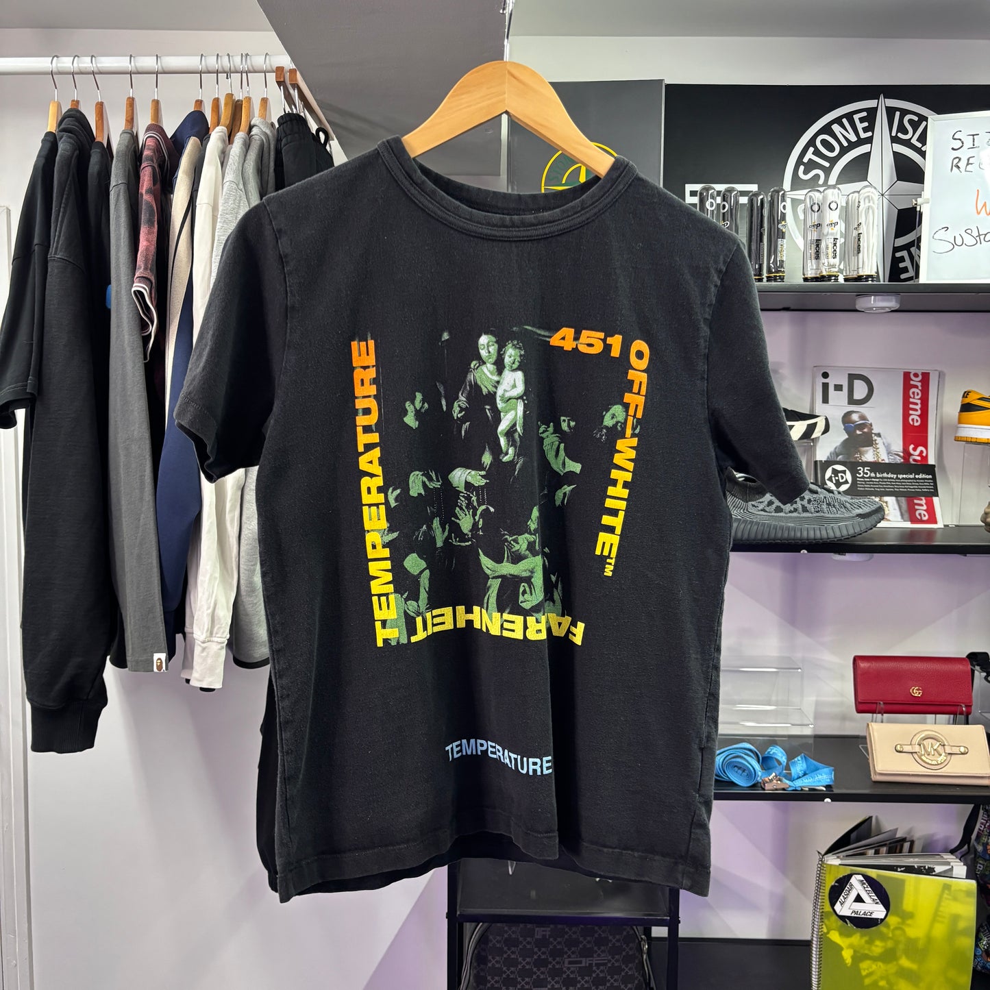 Offwhite t-shirt, black/ multi, XS oversized (slim medium)