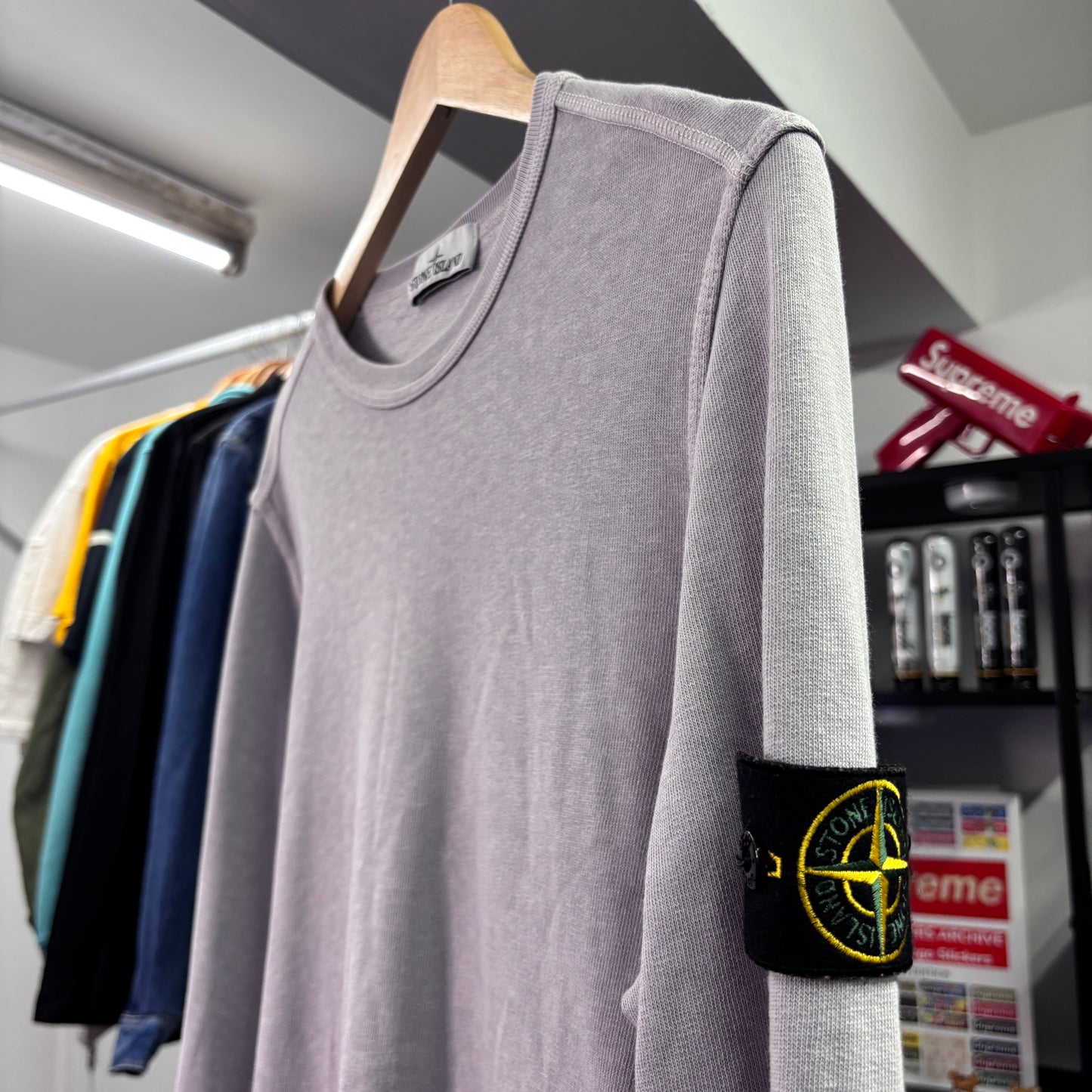 Stone island jumper, grey, medium, relaxed