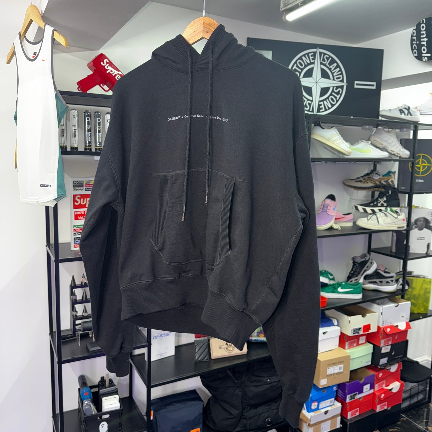 offwhite "tornado" hoodie, medium relaxed, black