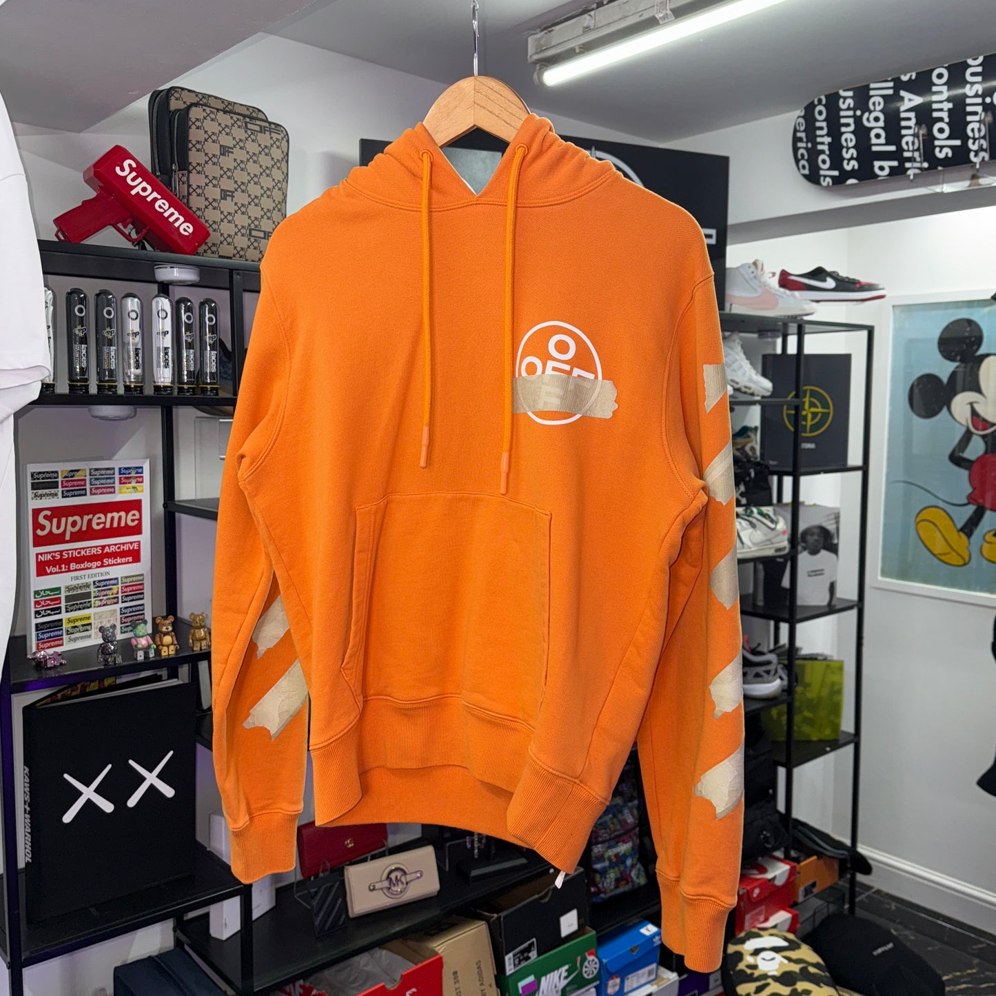 Off White Hoodie, Orange, small