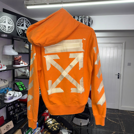 Off White Hoodie, Orange, small