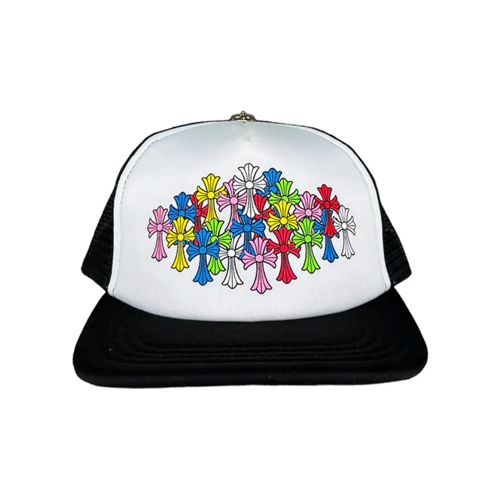 Chrome Hearts Multi Color Crosses Trucker Hat Black/White