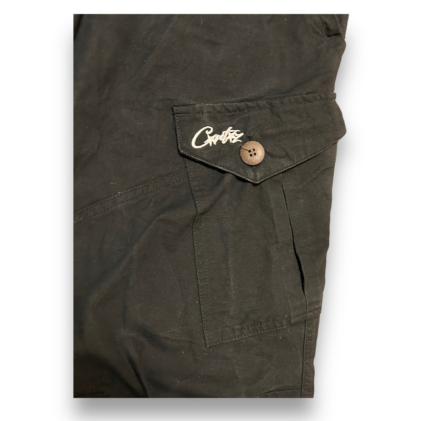 corteiz cargo trousers, (medium) 32" slim, black