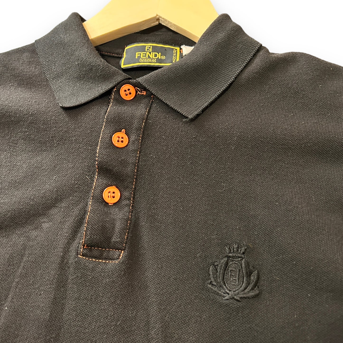 fendi polo shirt, medium, black and orange