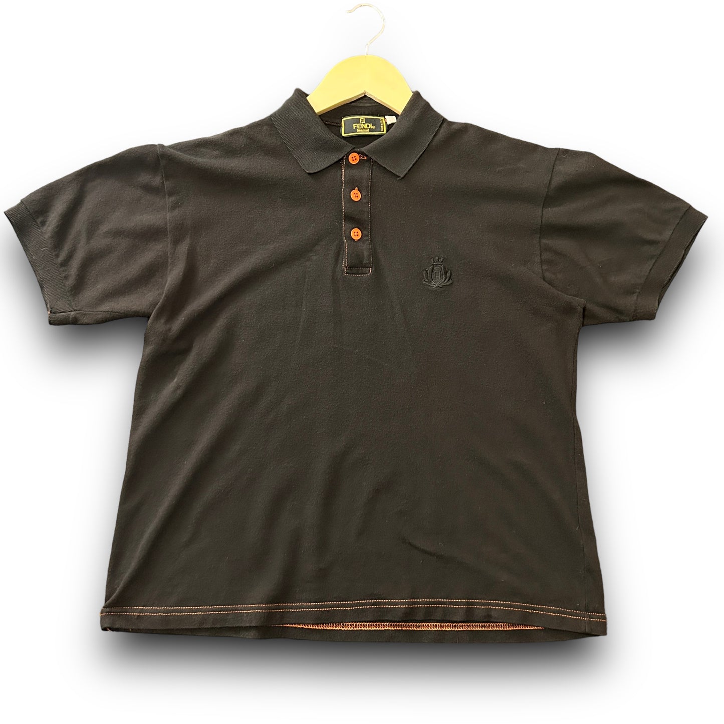 fendi polo shirt, medium, black and orange