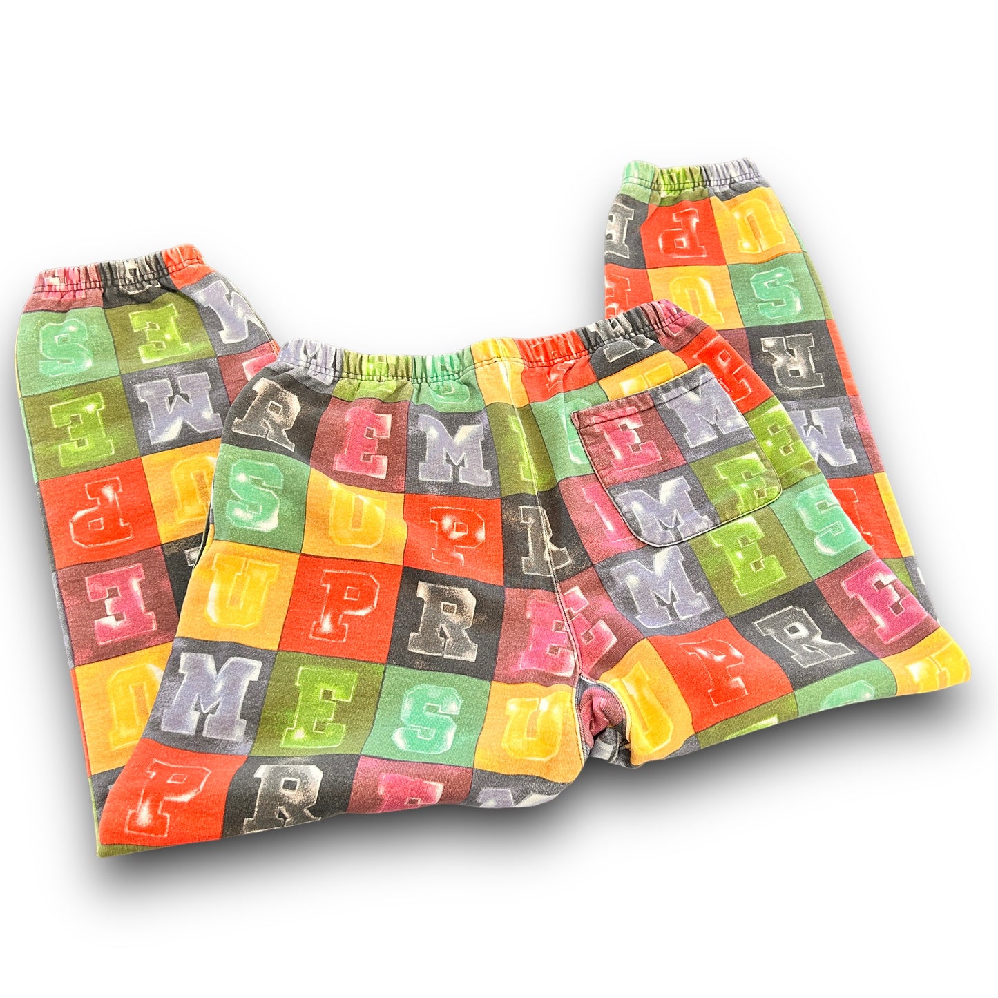 supreme joggers, "blocks", small, multi coloured