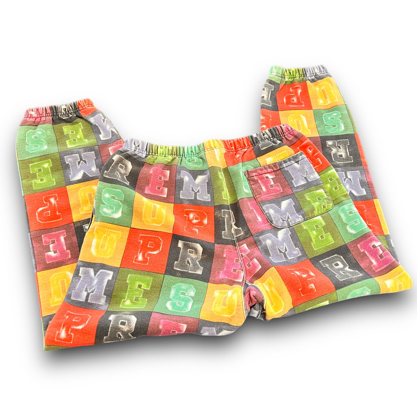 supreme joggers, "blocks", small, multi coloured