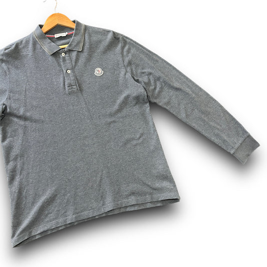 moncler long sleeve polo shirt, xl, grey