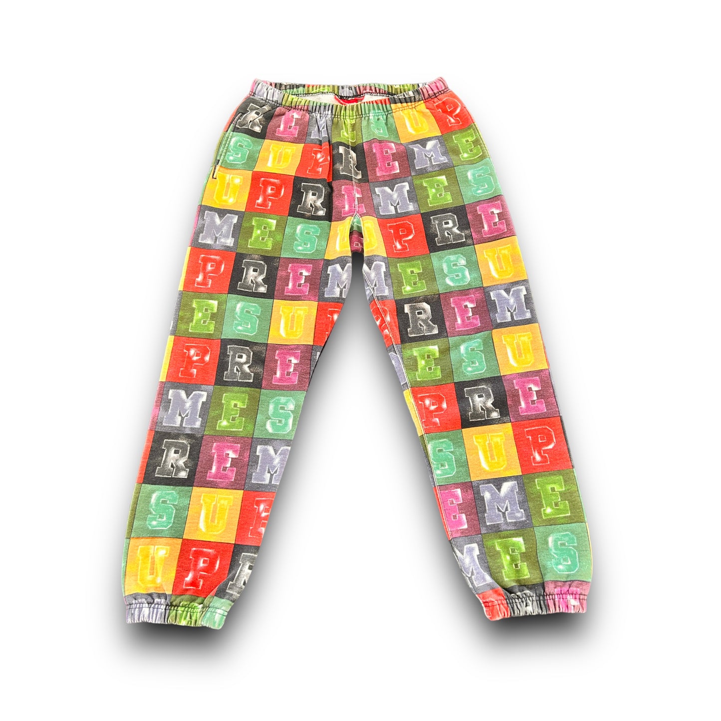 supreme joggers, "blocks", small, multi coloured