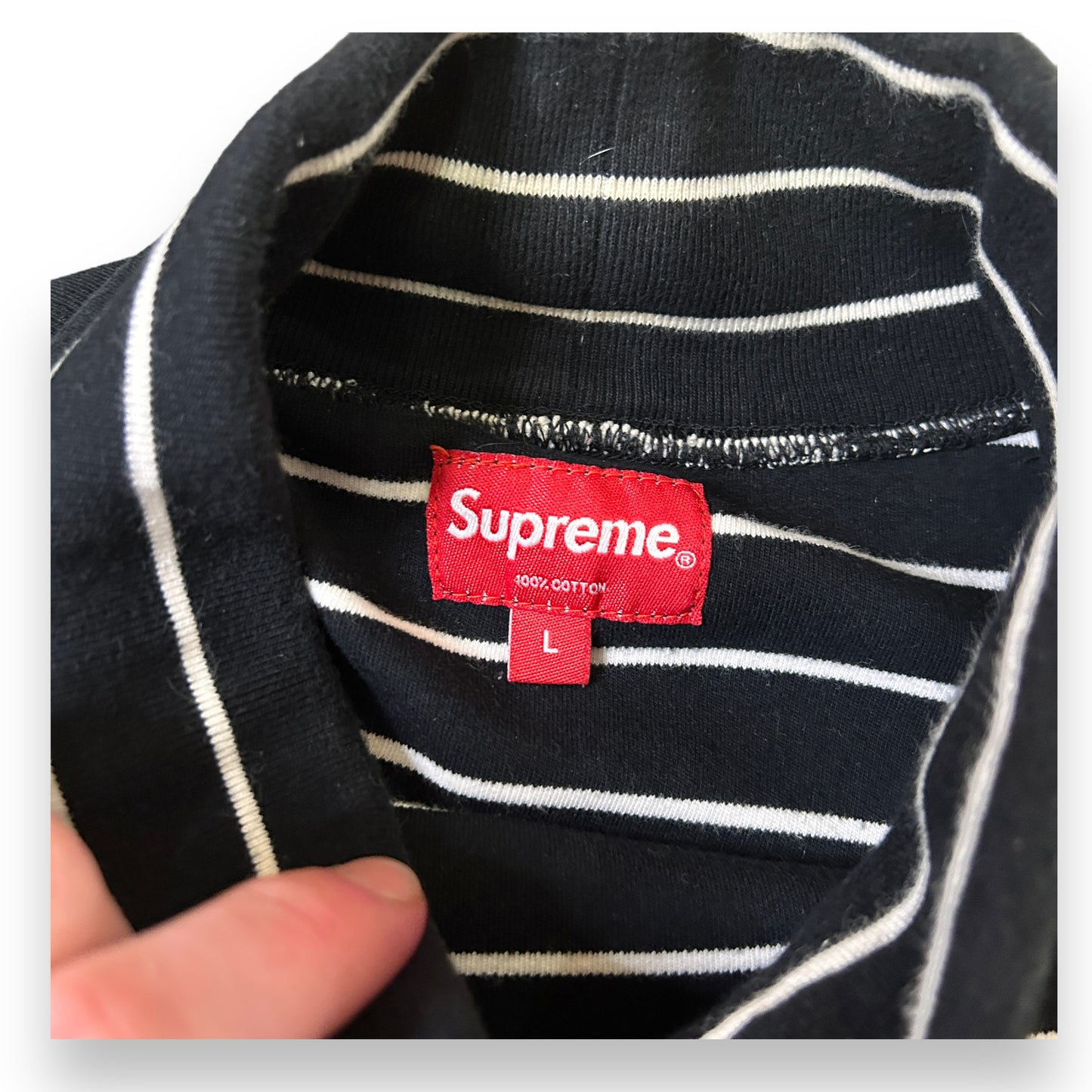 Supreme roll neck, large, striped black & white