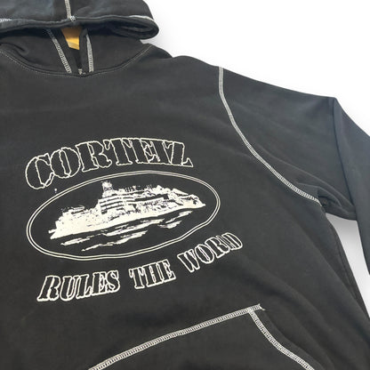 Corteiz hoodie, medium, black & white