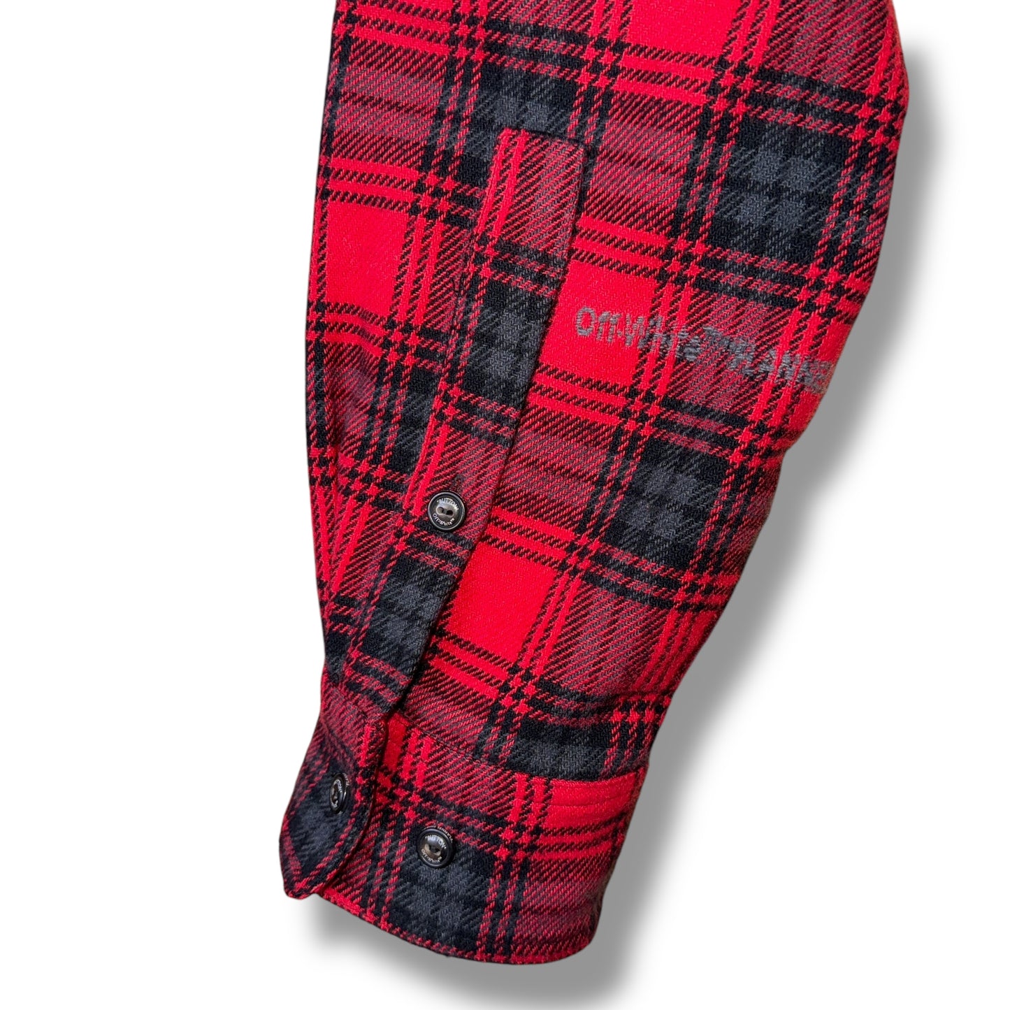 Off White flannel Shirt, small, red black