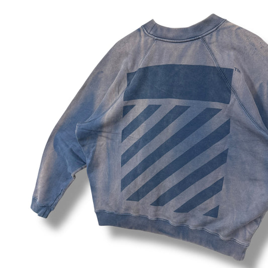 offwhite jumper, blue acid wash, oversized medium