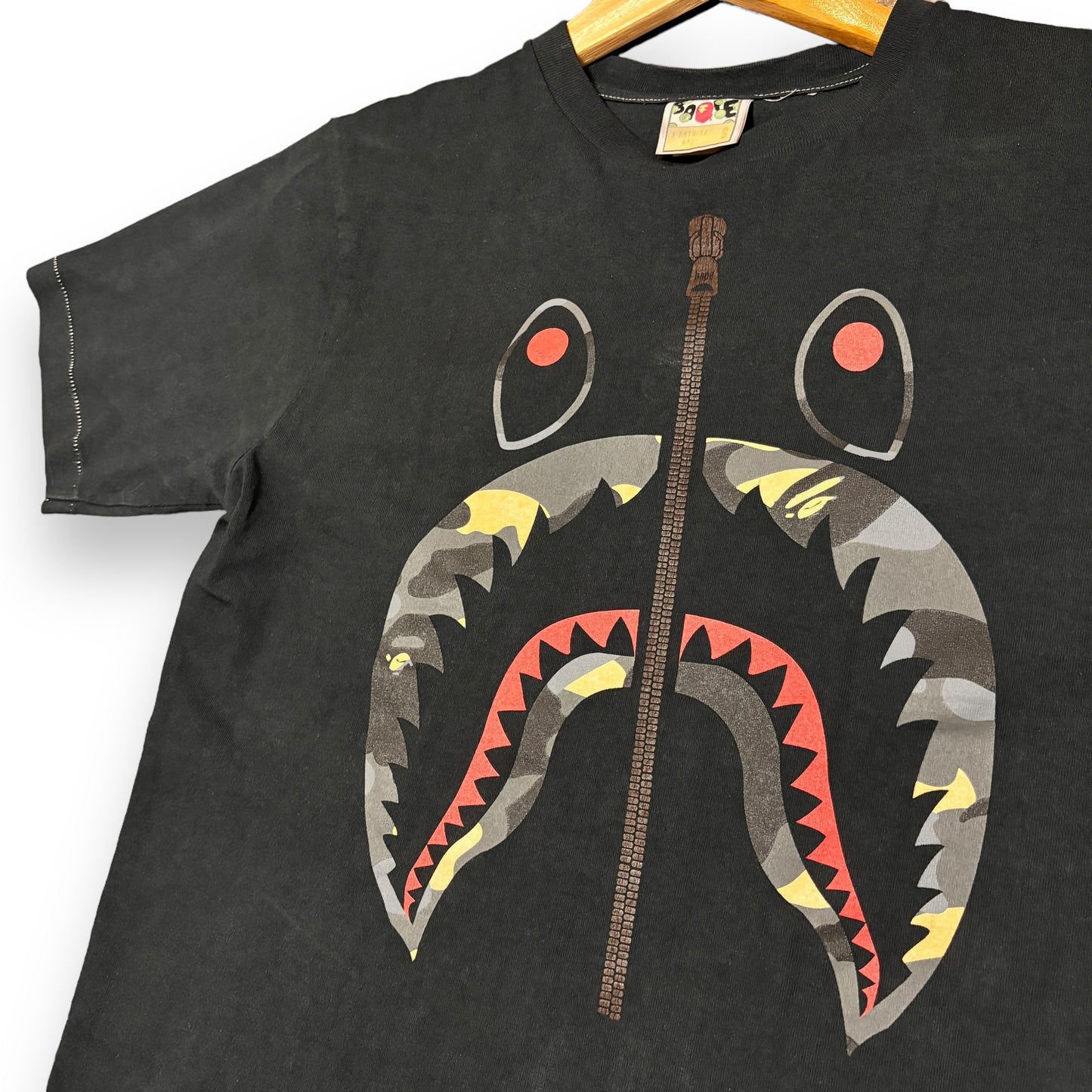 A bathing ape shark T-shirt, small, multi and black