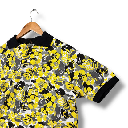 a bathing ape polo shirt, floral, relaxed small, new