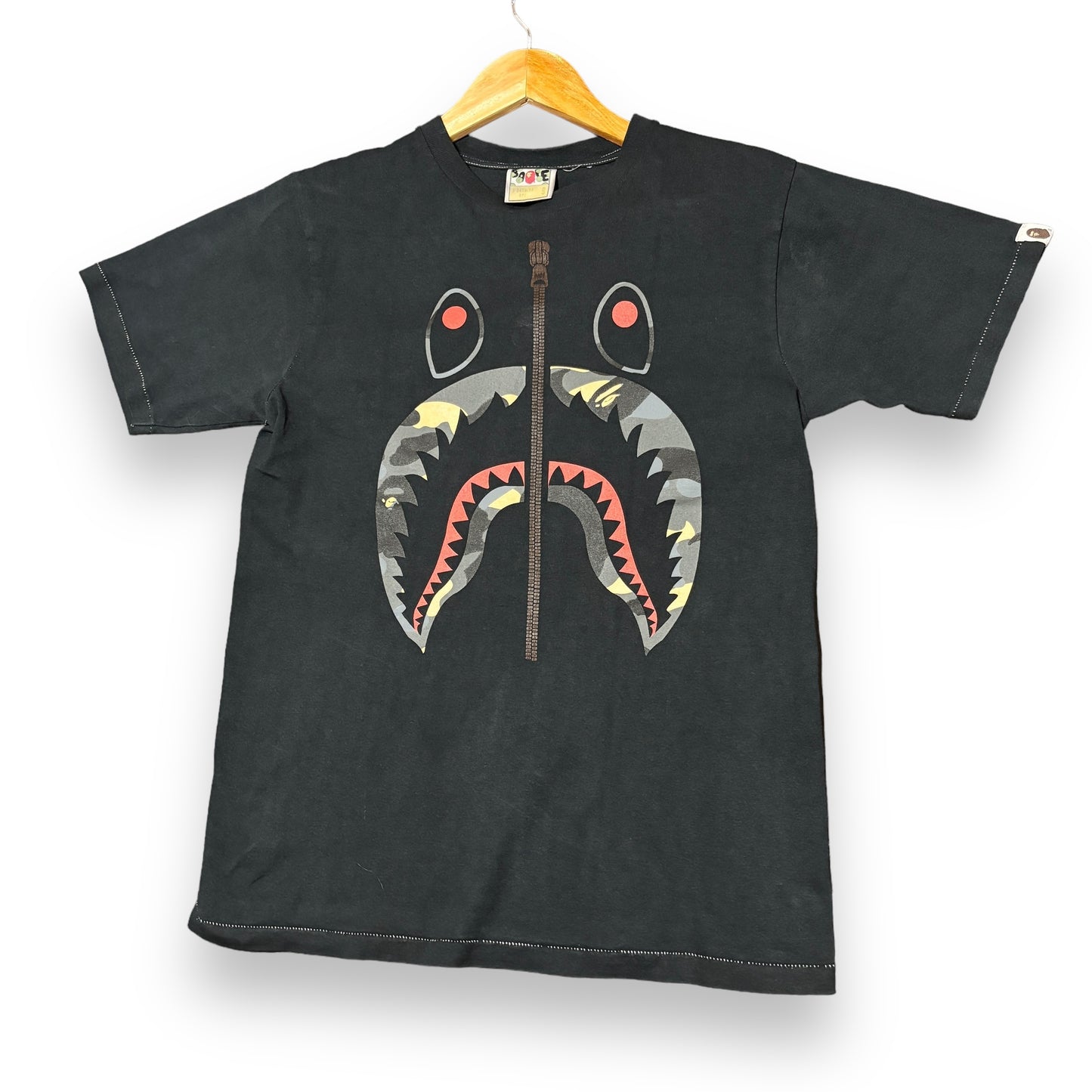 A bathing ape shark T-shirt, small, multi and black