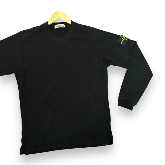 Stone island V jumper, black, large, relaxed